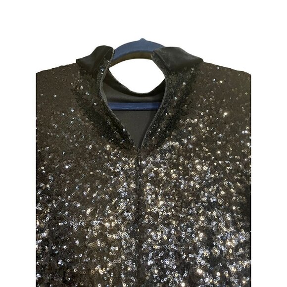 Julia Jordan Black Sequin Sheath Long Sleeve Cocktail Party Event Dress, Size 6 - Picture 6 of 8